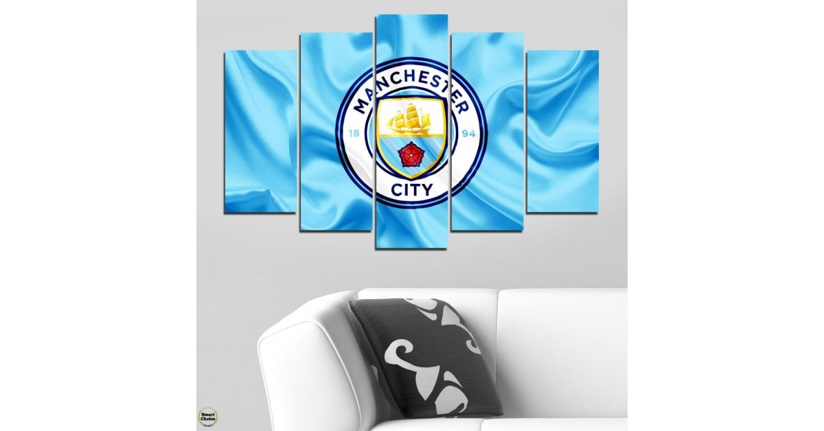 Декоративно пано – картина за стена от 5 части – Манчестър Сити знаме – 2 – HD-5099 – Smart Choice