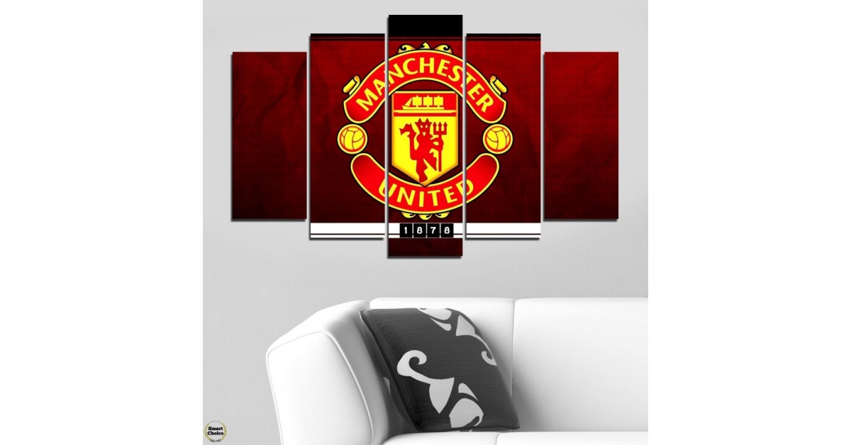 Декоративно пано – картина за стена от 5 части – Манчестър Юнайтед емблема. HD-5102 – Smart Choice