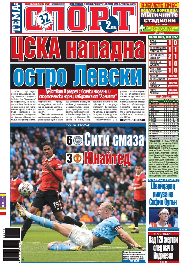 Вестници и списания: Вестник Тема спорт – 3 Октомври 2022 г.